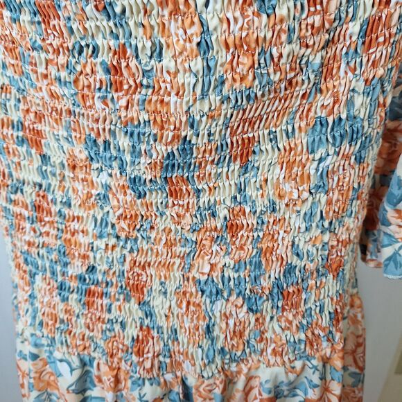 SHEIN VCAY Allover Floral Print Square Neck Puff Sleeve Dress Womens 4XL Smocked - Picture 4 of 10